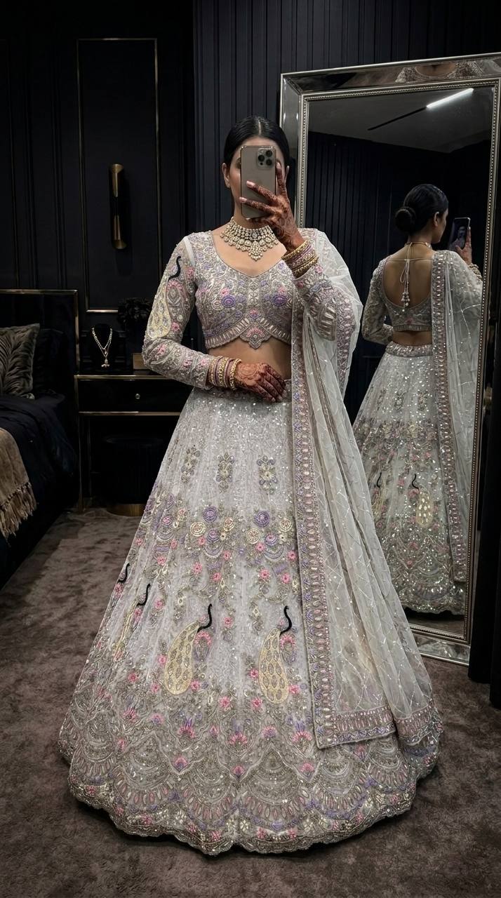 Exquisite Coding Sequins Net Lehenga choli Set