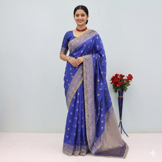 Banarasi Silk Saree with Matching Silk Blouse Piece