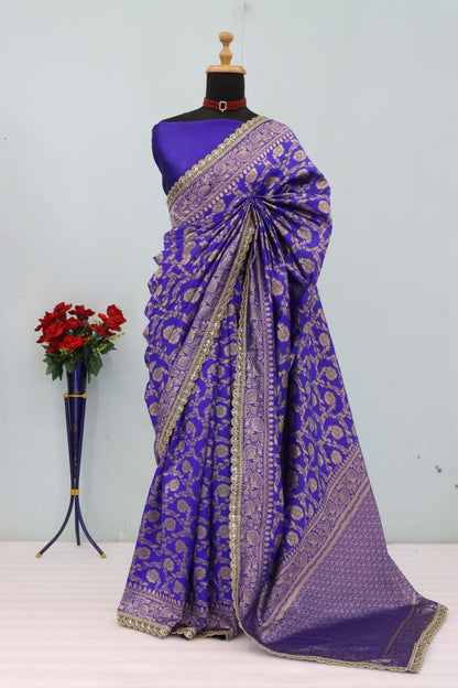 Latest Banarasi Silk Saree with Matching Silk Blouse Piece