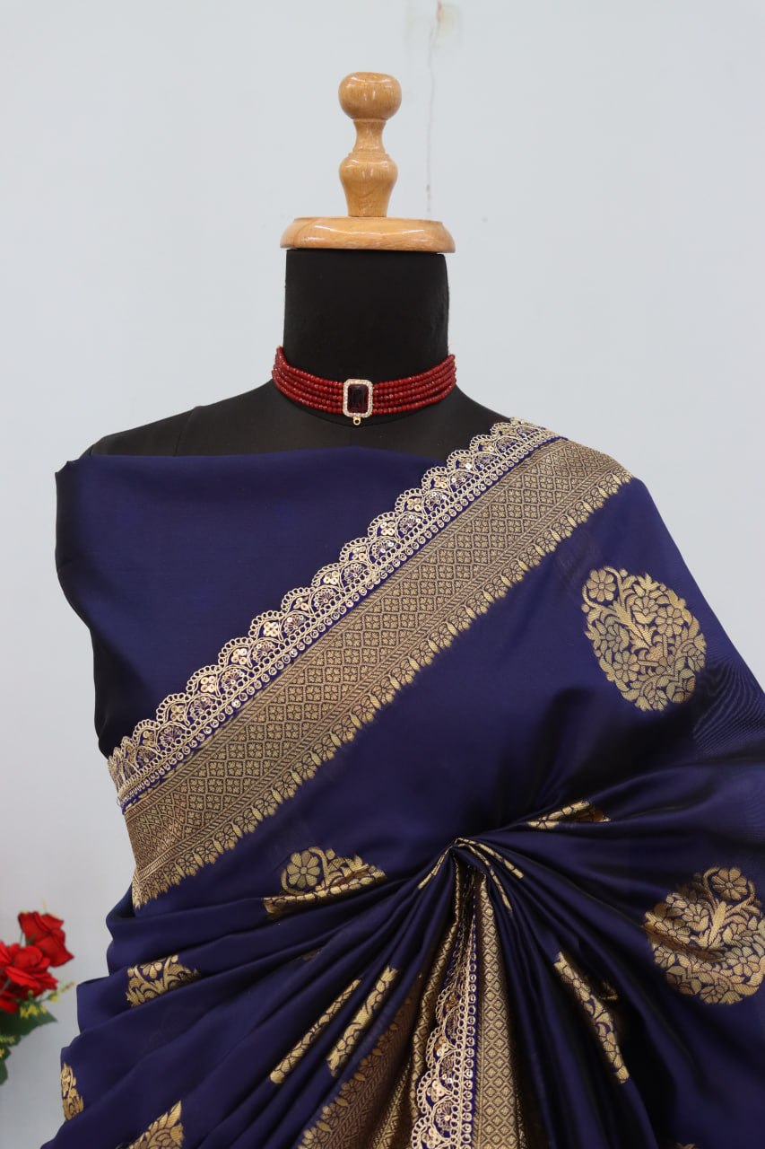 Banarasi Silk Saree With SIlk Blouse Piece For Women
