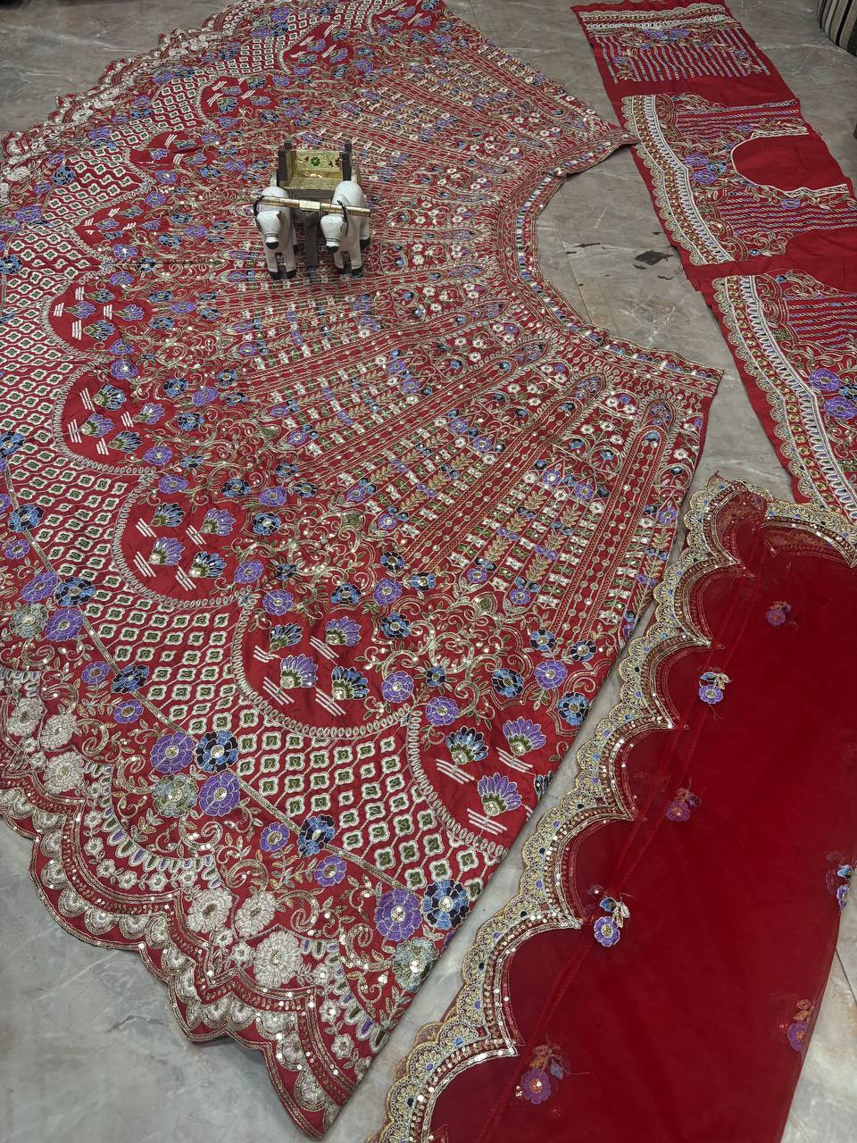 Heavy Embroidered Lehenga Choli with Coding Sequins Cut Work, Cancan & Canvas Patta | Designer Bridal Lehenga