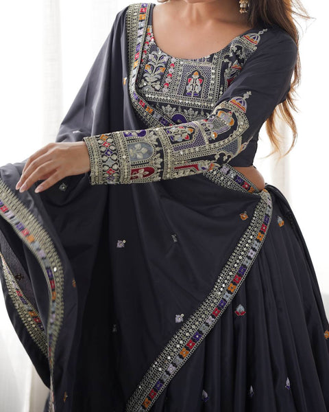 Wedding Wear Crape Silk Sequence Lehenga Choli