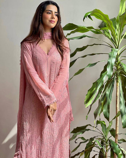 Party Wear Georgette Chikankari Embroidery Suit