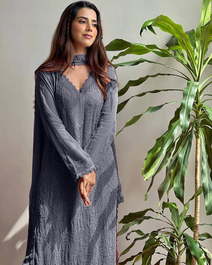 Party Wear Georgette Chikankari Embroidery Suit
