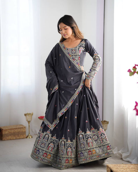 Wedding Wear Crape Silk Sequence Lehenga Choli