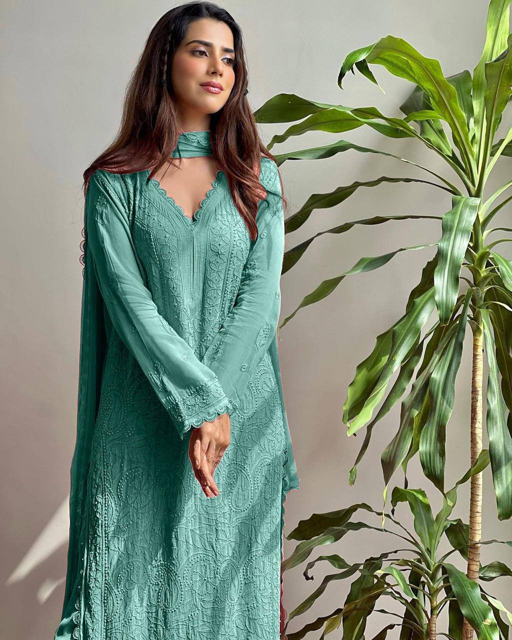 Party Wear Georgette Chikankari Embroidery Suit