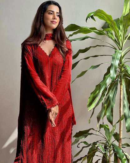 Party Wear Georgette Chikankari Embroidery Suit