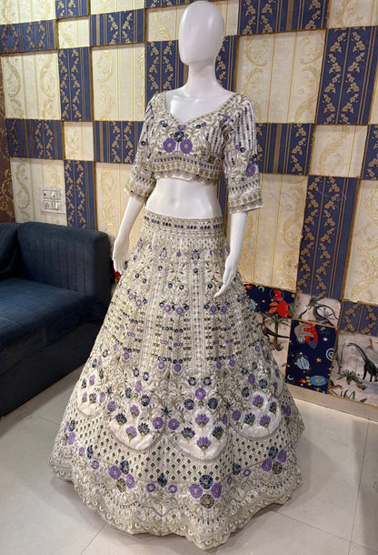 Exquisite Mono Satin Silk Lehenga Choli with Coding and Sequins Work