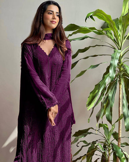 Party Wear Georgette Chikankari Embroidery Suit