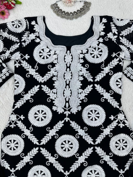 Designer Fancy Black And White Pakistani Salwar Suit