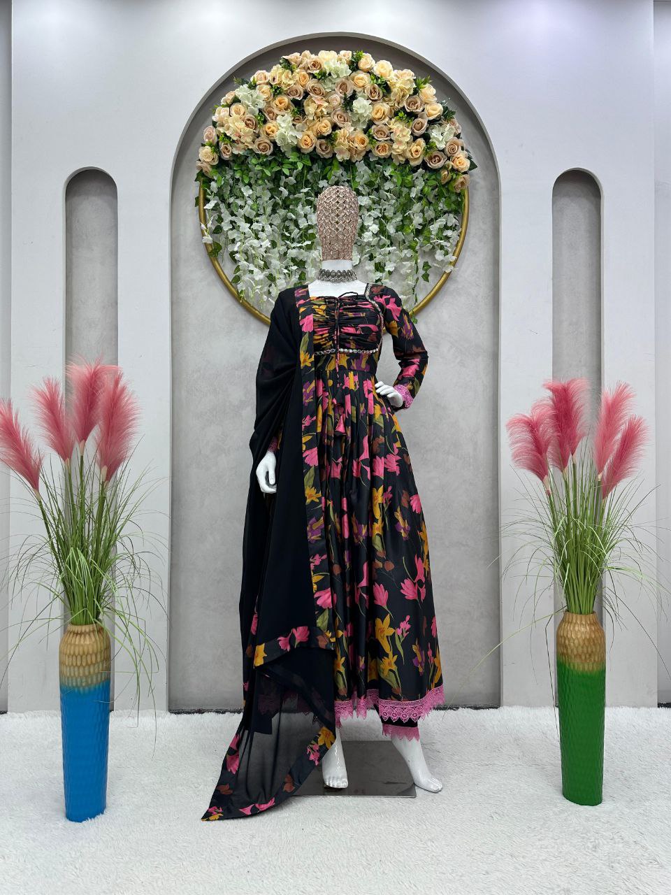 Beautiful Black color Digital Printed  Kurta Set with Dupatta