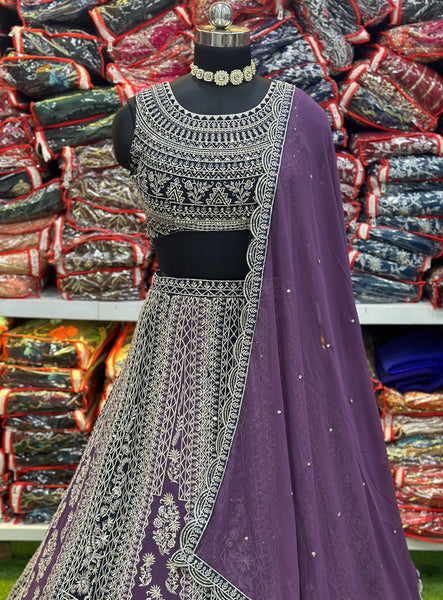 Purple Latest Georgette Lehenga choli For Women