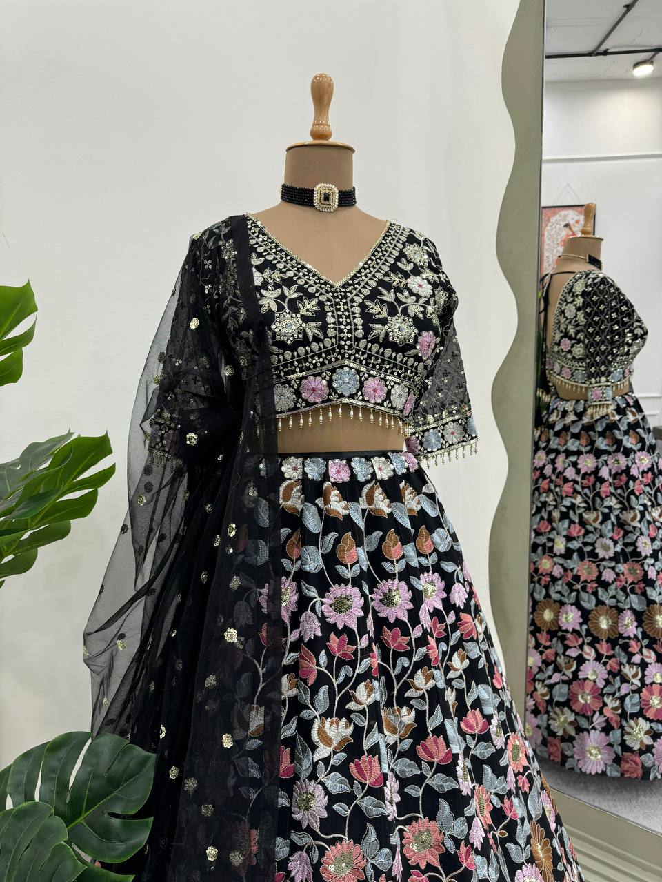 Best Quality Black Color Georgette Sequence Work Lehenga Choli