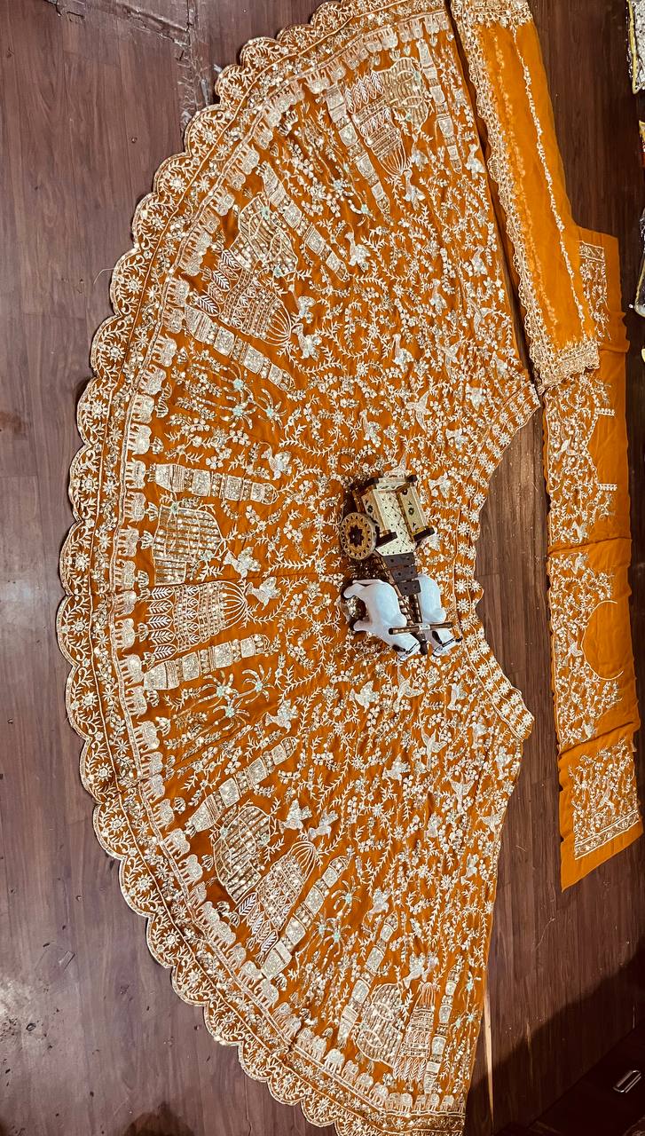 Wedding Wear Georgette Sequence Embroidered Work Lehenga Choli