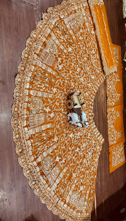 Wedding Wear Georgette Sequence Embroidered Work Lehenga Choli