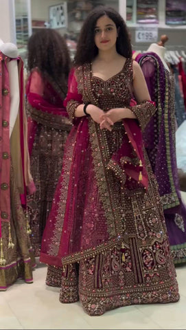 Elegant Maroon Color Georgette Sequence Embroidered Work Lehenga Choli