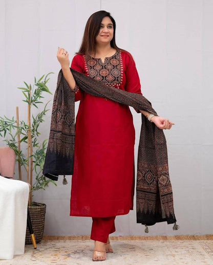 Dazzling Rayon Printed Mirror Work Ready Made Salwar Suit