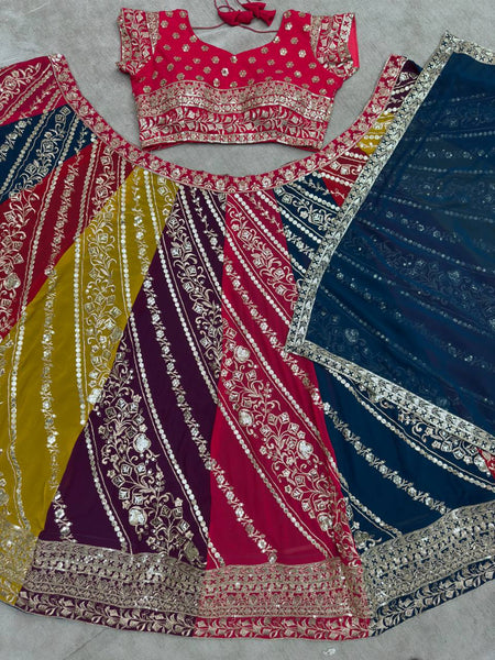 Multi Color Georgette Lehenga For Women