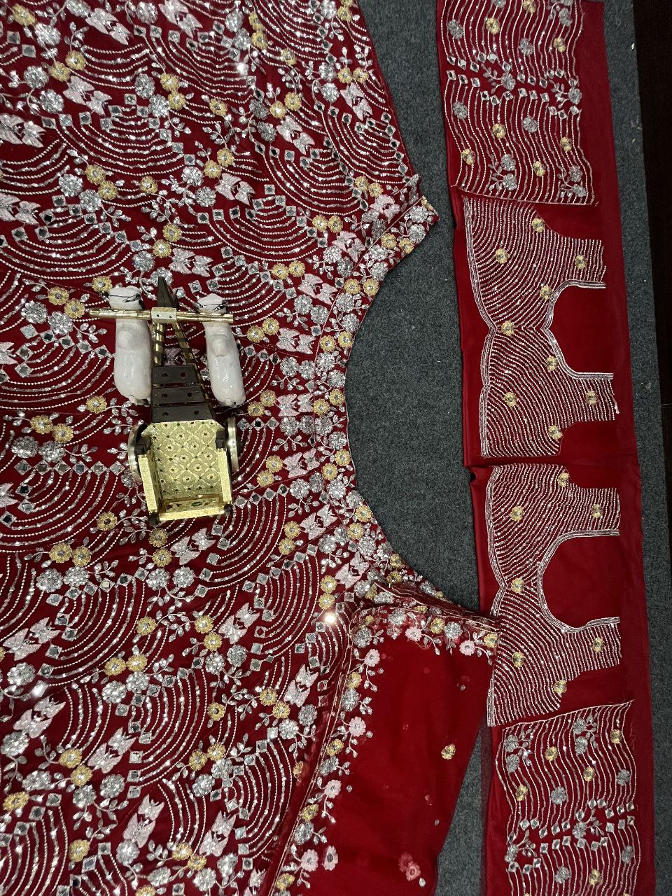 Red Net Party Wear Lehenga For Women