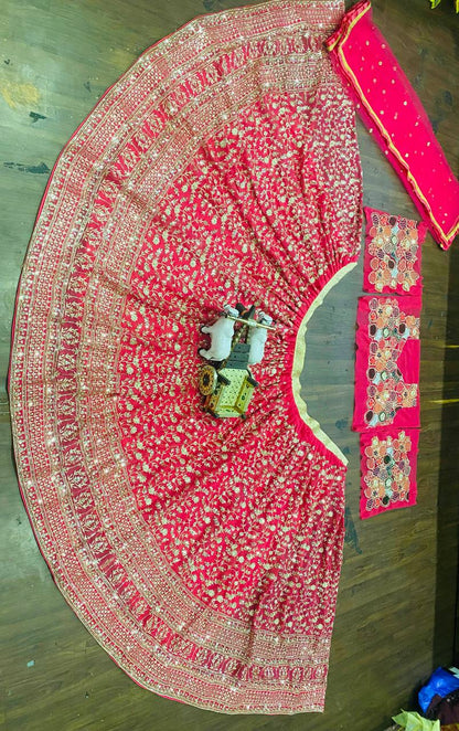 Wedding Wear Rani Pink Lehenga choli