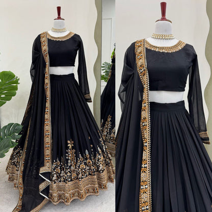 Letest Black Color Georgette Sequnce Work Lehenga choli