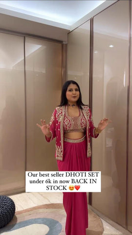Ready to wear Chinon Silk jacket Dhoti Indo Western