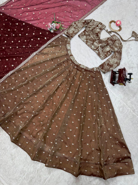 Letest Brown colour Jimmy Chu Sequnce Work Lehenga Choli