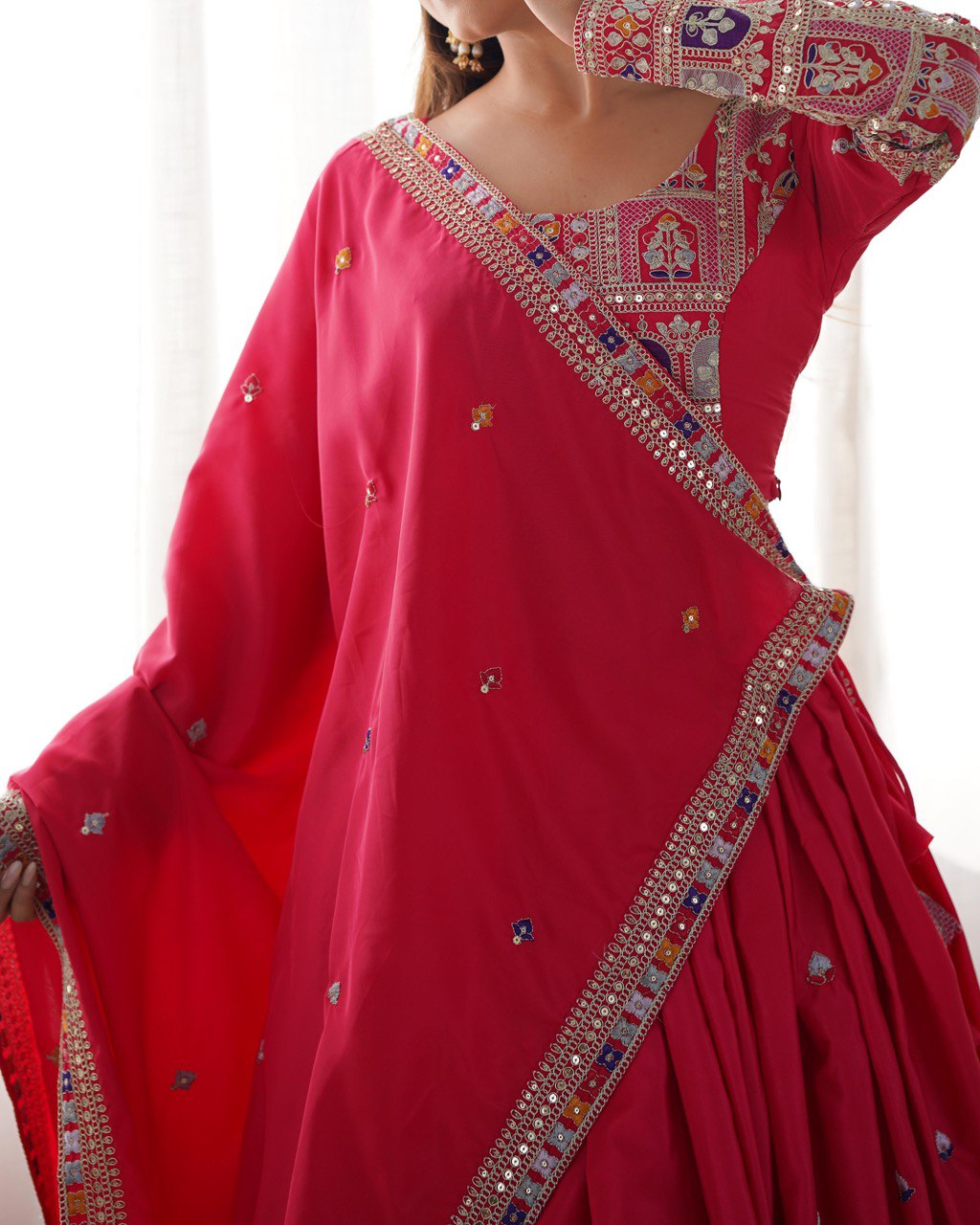 Wedding Wear Crape Silk Sequence Lehenga Choli