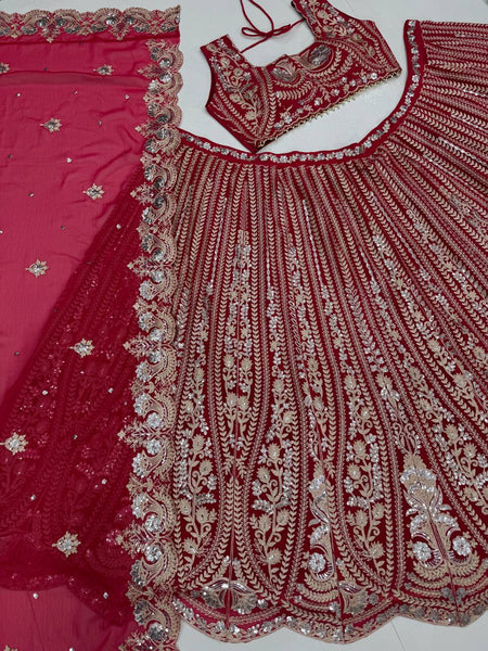 Wedding Wear Red Georgette Lehenga Choli