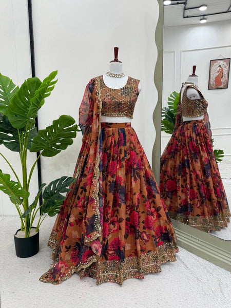 Letest Organza Full Stitched With Sequnce Work Lehenga Choli