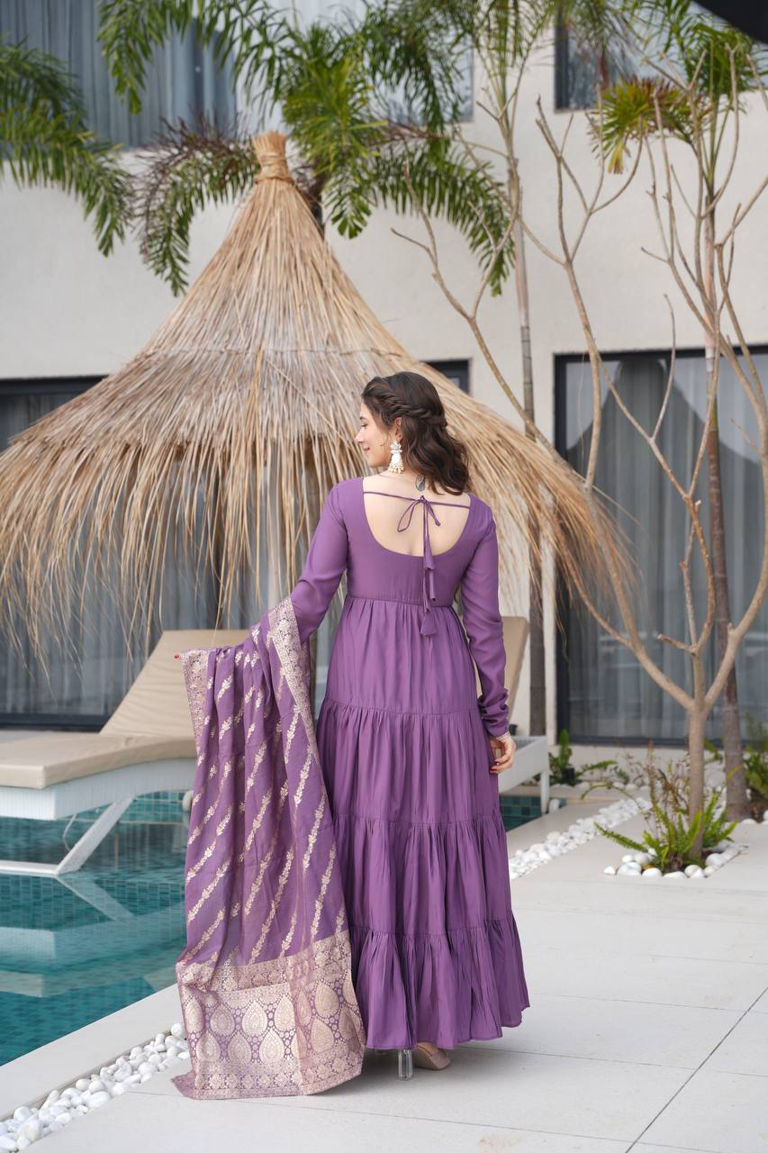 Trendy Roman Silk Chanderi Anarkali Suit