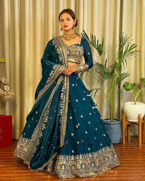 Wedding Wear Blue Color Lehenga Choli