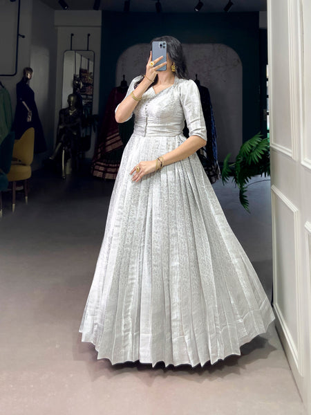Designer Kanjivaram Zari Gown Jacket
