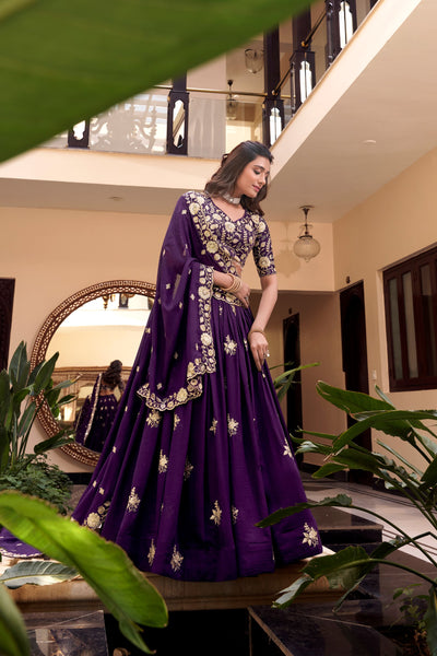 Latest Purple Color Vichitra Silk Pearl Coding Lehenga Choli