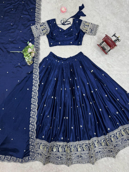 Latest Chinon SIlk Sequence Work Lehenga Choli