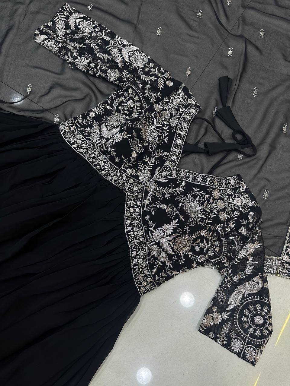 Party Wear Black Color Georgette Sequence Salwar Suit