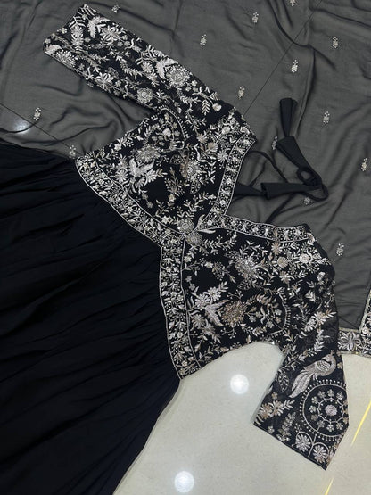 Party Wear Black Color Georgette Sequence Salwar Suit