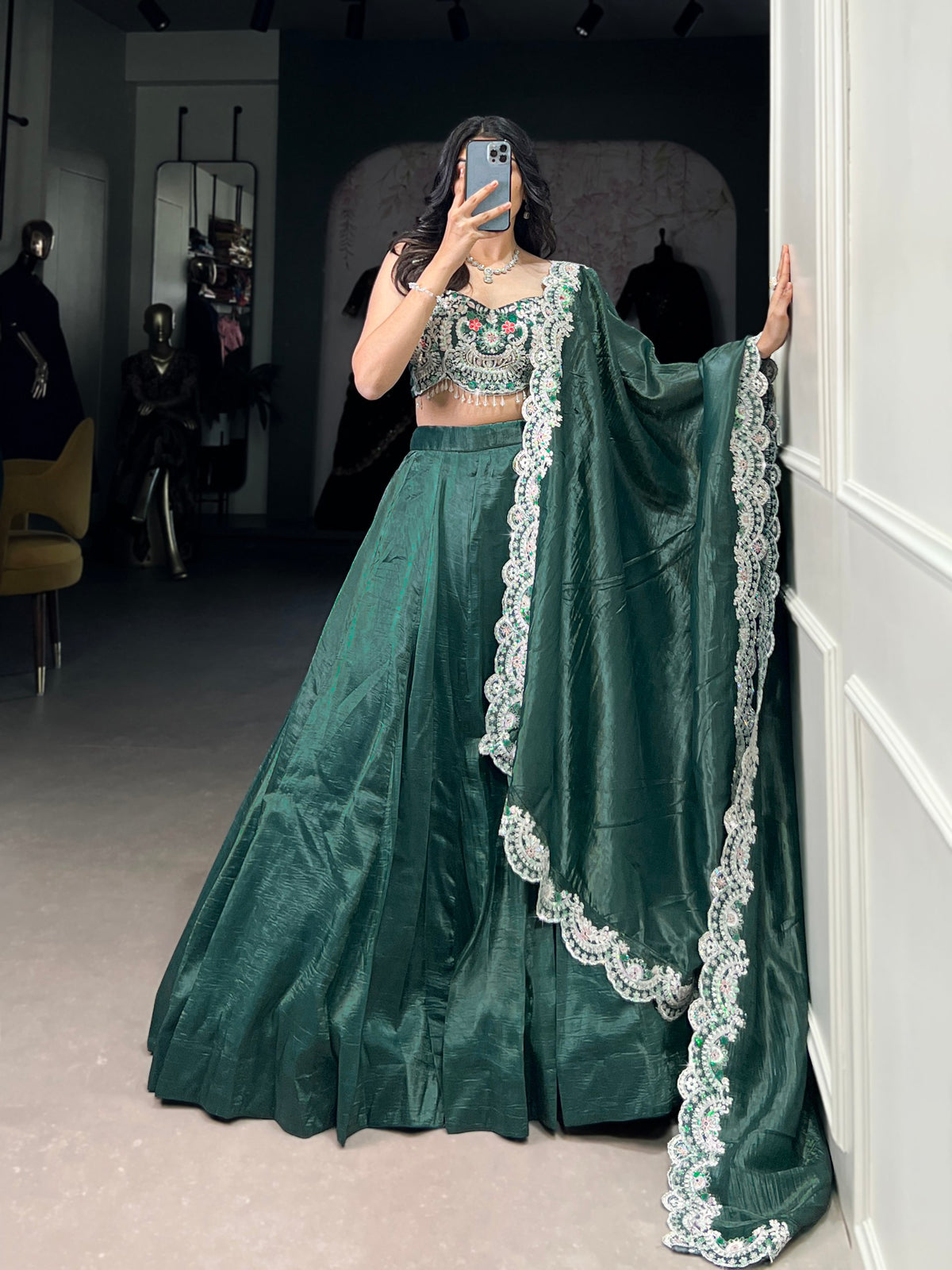 Latest Gold Crush Sequence Thread Lehenga Choli