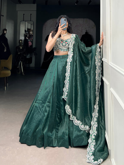Latest Gold Crush Sequence Thread Lehenga Choli