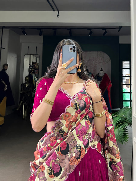 Wedding Wear Vichitra Silk Embroidery Lehenga Choli