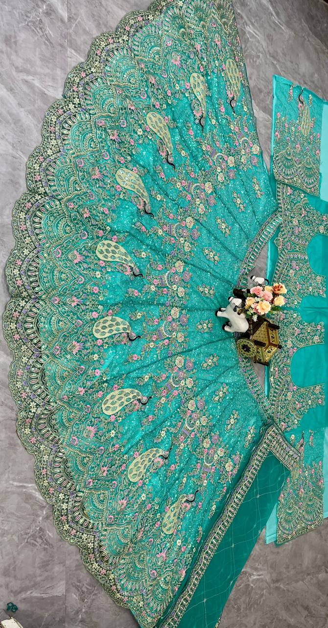 Latest Firozi Net Sequence Coding Lehenga Choli