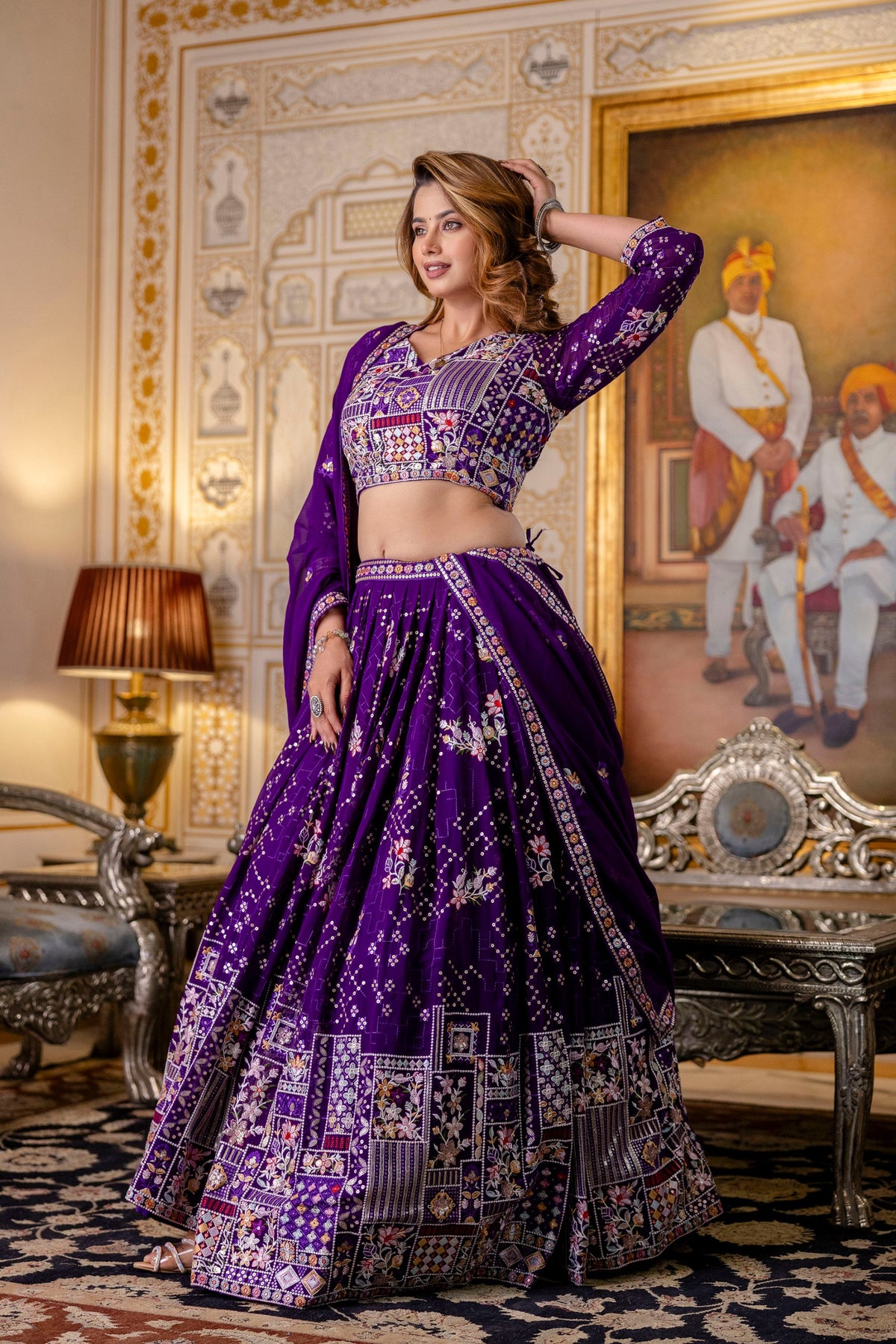 Latest Violet Color Georgette Sequence Lehenga Choli