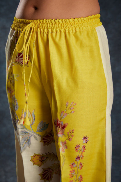 Yellow Color Printed Linen Co-ord Set