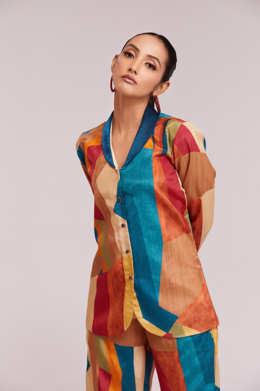 Multi Color Crape Printed Co-Ord Set