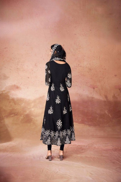 Black Color Georgette Printed Salwar Suit