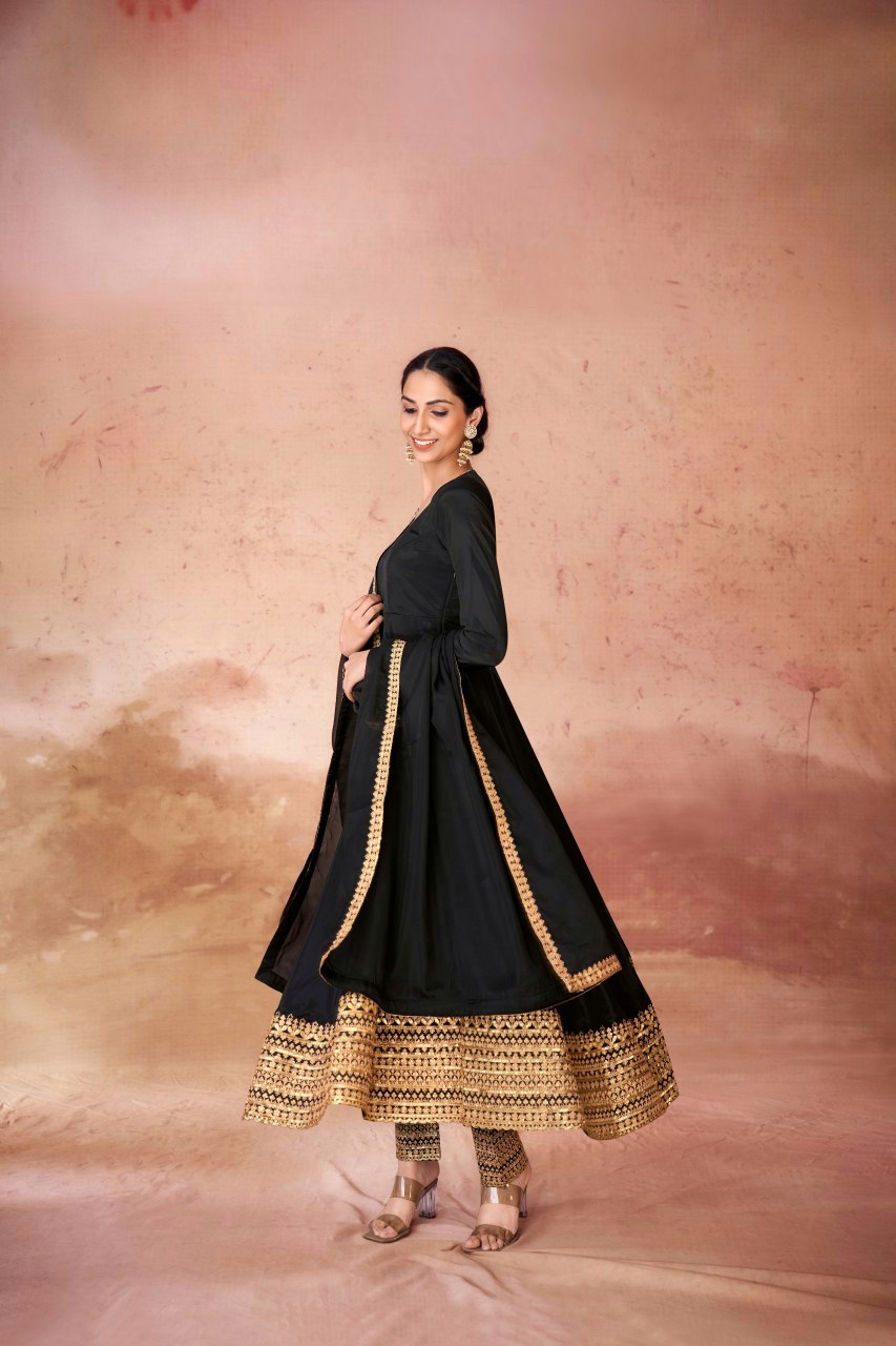 Crape Embroidered Work Anarkali Suit