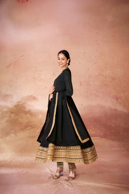 Crape Embroidered Work Anarkali Suit