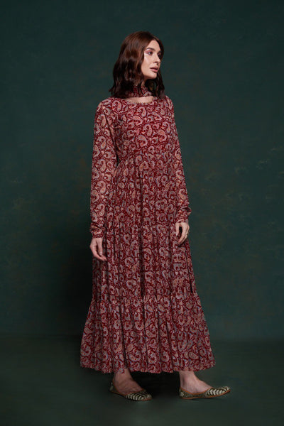Maroon Color Georgette Printed Gown