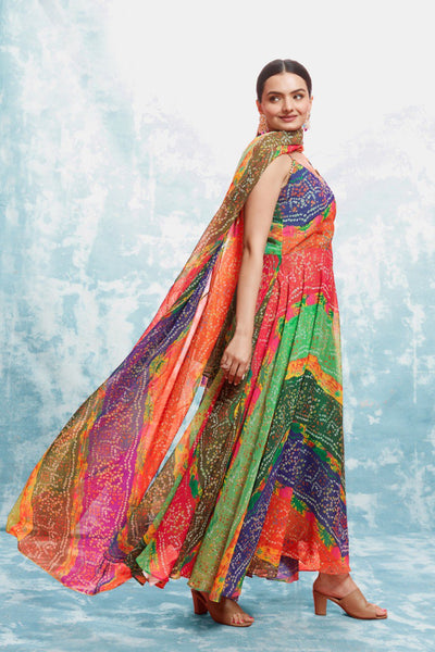 Multi Color Georgette Printed Gown