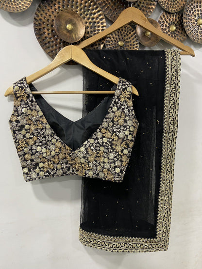Latest Black Net Sequence Lehenga Choli